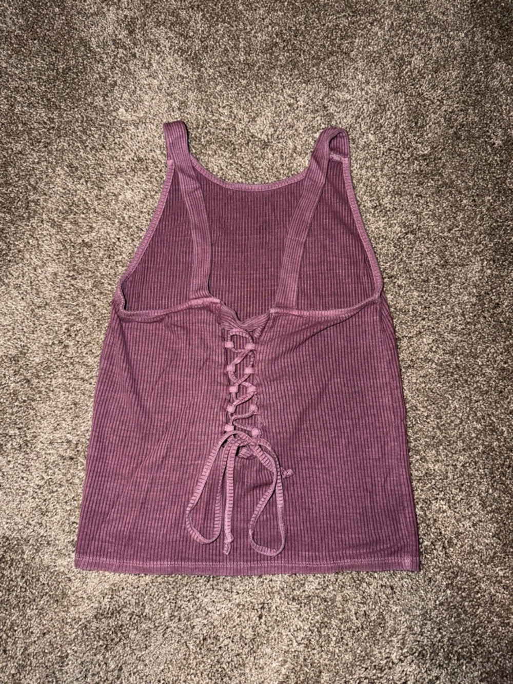 American Eagle Outfitters Mauve Ribbed‎ Back Tie Tank Top - Picture 3 of 3